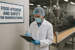 Worker in protective gear at a clean food manufacturing facility for Level 2 Food Hygiene and Safety course