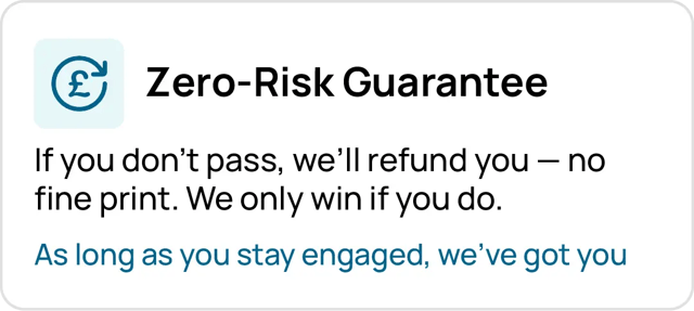 Zero-risk guarantee for NVQ courses with a full refund if you don’t pass