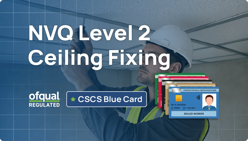 Qualify for the CSCS Blue Card with your Ofqual-regulated NVQ Level 2 in Ceiling Fixing and take the next step in your construction career.