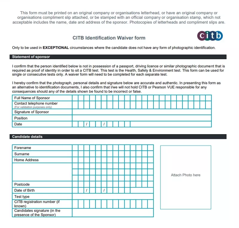 citb identification waiver form