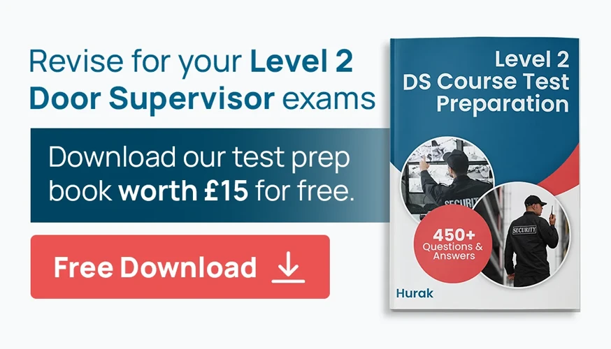 Download the free SIA Door Supervisor Course test prep book by Hurak – 450+ questions and answers for learners in Chester
