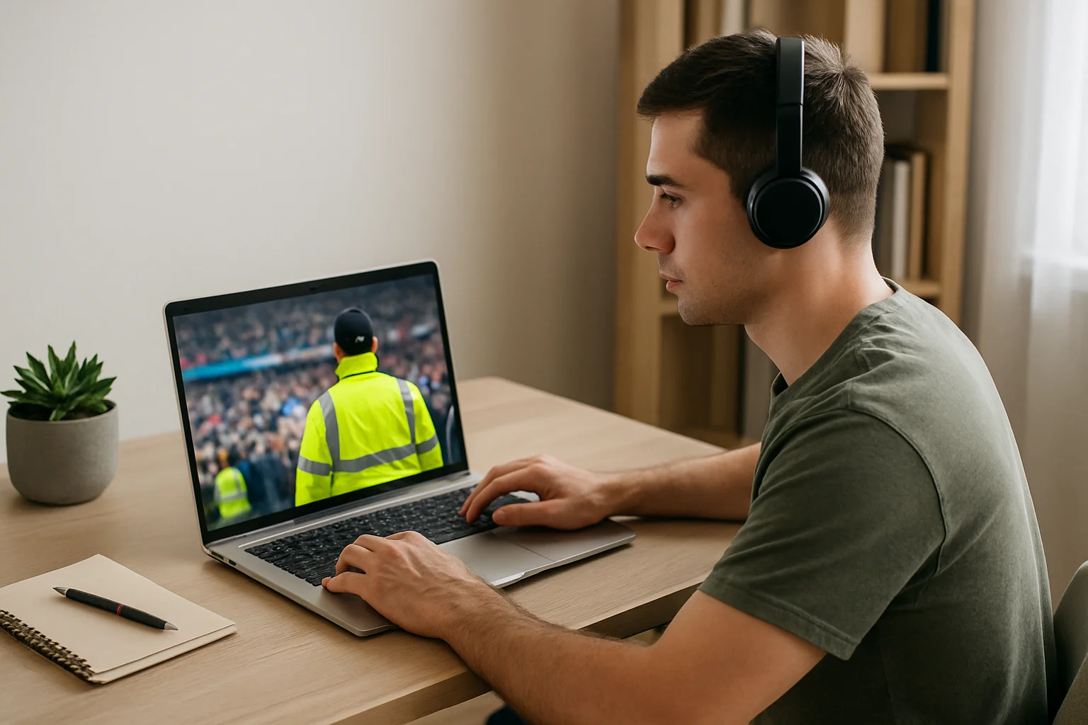 Learner completing the Awareness of Spectator Safety Online Course at home on a laptop
